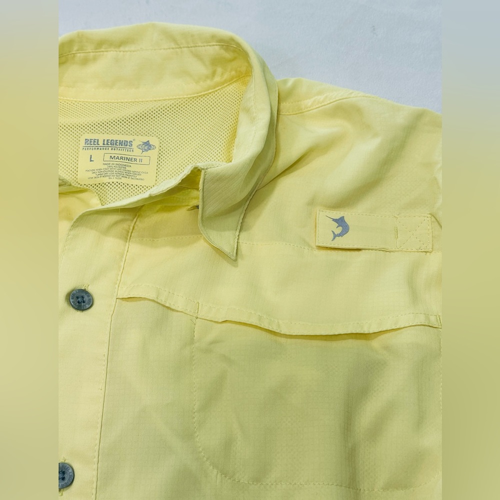 Reel Legends Performance Outfitters Mariner II Yellow Button Up Mens Size L - Picture 4 of 4